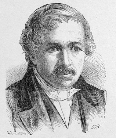 Louis Jacques Daguerre, inventeur du daguerréotype - Gravure  reproduite puis restaurée par © Norbert Pousseur