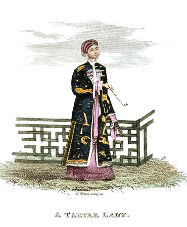 Une dame tartare - Chine en 1800 - Reproduction de gravure © Norbert Pousseur