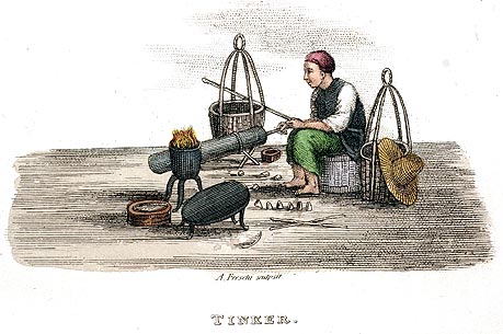 Rétameur ambulant - Chine en 1800 - Reproduction de gravure © Norbert Pousseur