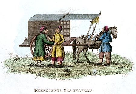 Salutations respectueuses - Chine en 1800 - Reproduction de gravure © Norbert Pousseur