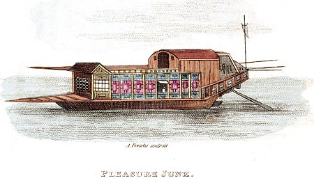 Jonque de plaisance - Chine en 1800 - Reproduction de gravure © Norbert Pousseur