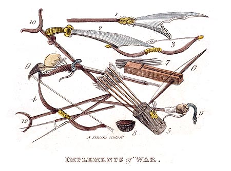 Armes de guerre - Chine en 1800 - Reproduction de gravure © Norbert Pousseur