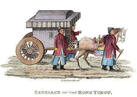 Transport du Kong Tchou - Chine en 1800 - Reproduction de gravure © Norbert Pousseur