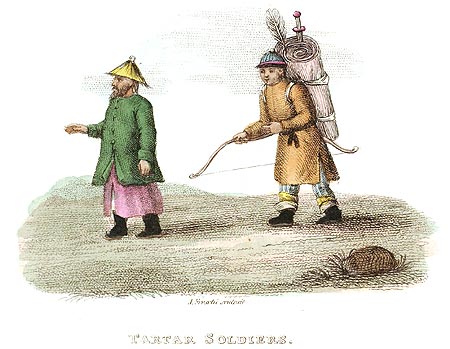Soldats tartares - Chine en 1800 - Reproduction de gravure © Norbert Pousseur