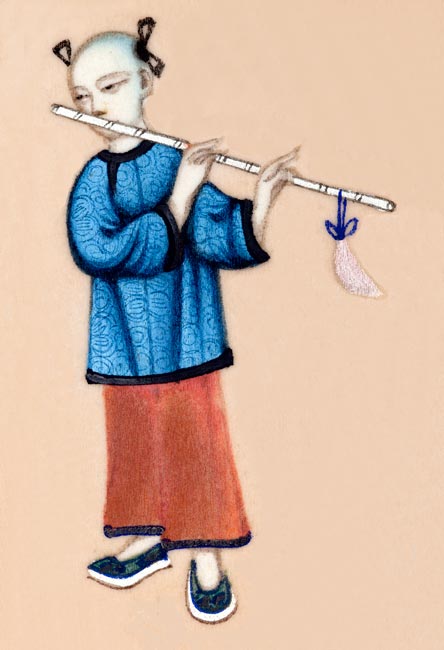 Joueur de flute - Reproduction de gravure © Norbert Pousseur