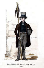 Zoom sur Marchand parisien de mort-aux rats en 1845 - Gravure  reproduite puis restaurée par © Norbert Pousseur