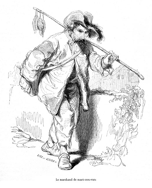Marchand de mort-aux-rats de la campagne - Gravure reproduite puis restaurée par © Norbert Pousseur Marchand de mort-aux-rats de la campagne - Gravure reproduite puis restaurée par © Norbert Pousseur