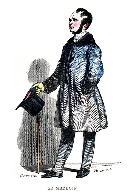 Le médecin de ville au 19ème siècle - Gravure reproduite puis restaurée par © Norbert Pousseur Le médecin de ville au 19ème siècle - Gravure reproduite puis restaurée par © Norbert Pousseur