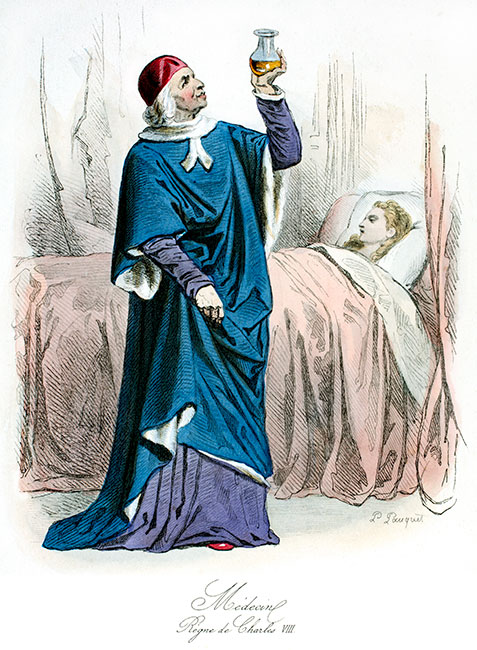 Médecin au 15ème siècle - Gravure reproduite puis restaurée par © Norbert Pousseur Médecin au 15ème siècle - Gravure reproduite puis restaurée par © Norbert Pousseur