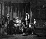 Zoom sur La visite du m&eacute;decin, au 18&egrave;me si&egrave;cle - Gravure  reproduite puis restaur&eacute;e par &copy; Norbert Pousseur
