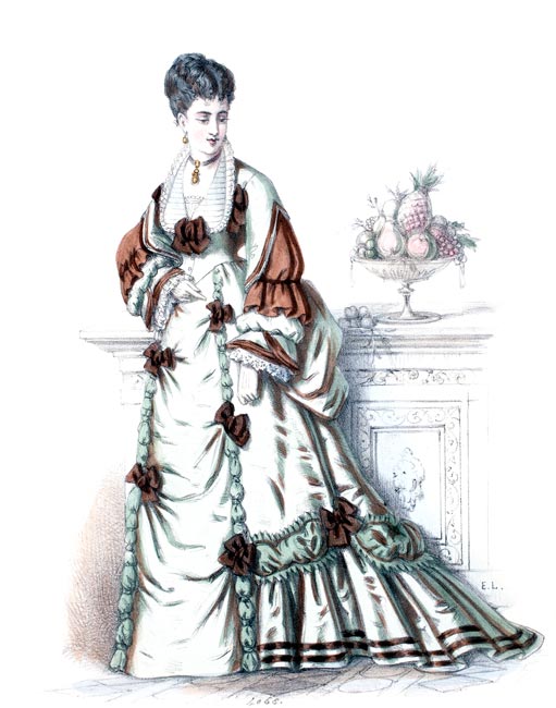 Robe aux  nœuds brun - Gravure  reproduite puis restaurée par © Norbert Pousseur