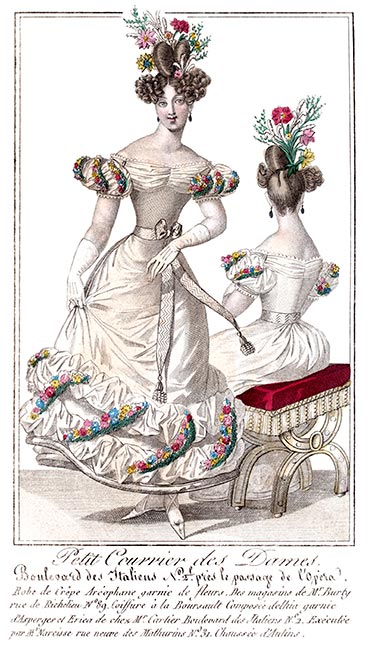 Robe de crêpe Aréophane, gravure n° 528 - Gravure  reproduite puis restaurée par © Norbert Pousseur