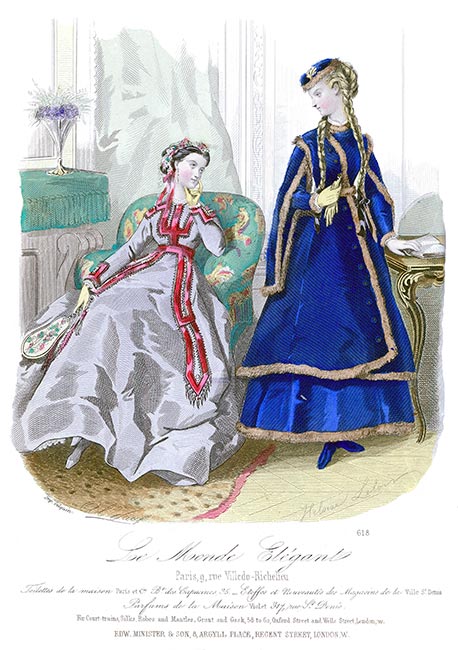 Robe et costume de ville, gravure du Monde élégant  - Gravure  reproduite puis restaurée par © Norbert Pousseur