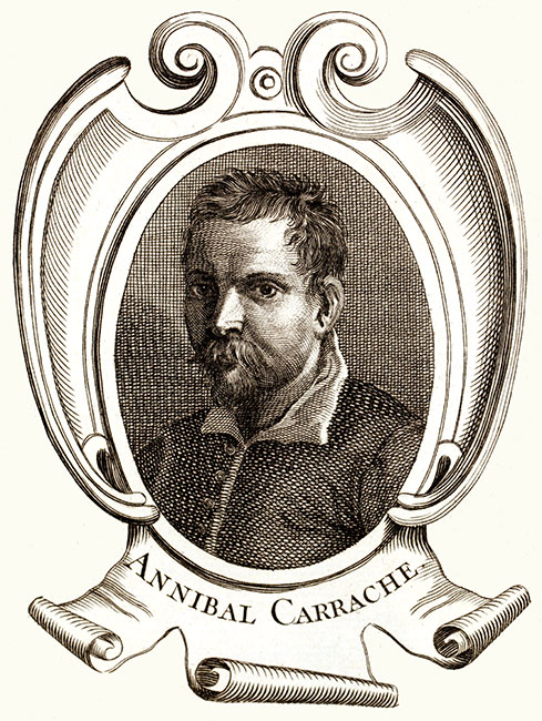Annibal Carrache, peintre italien - Gravure  reproduite puis restaurée par © Norbert Pousseur