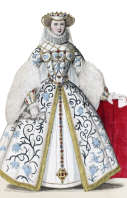 Zoom sur Elisabeth d'Autriche, reine de France, gravure reproduite puis restaurée numériquement par © Norbert Pousseur