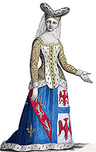 eanne de Montagu en son costume, dessiné par Massard - Gravure  reproduite puis restaurée par © Norbert Pousseur
