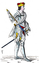 Pour Zoom, Maximilien d'Autriche, en son costume - dessiné par J.A. Lafosse - Gravure  reproduite puis restaurée par © Norbert Pousseur