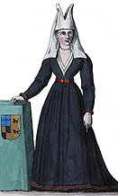 Laurette de Jaucourt   en son costume, dessiné par Massard - Gravure de 1855  reproduite puis restaurée par © Norbert Pousseur