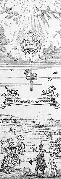 estampe de 1783 - Vive l'immortel Montgolfier, reproduction Norbert Pousseur