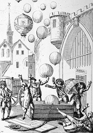 La caisse des ballons, gravure de la collection Tissandier, reproduction Norbert Pousseur