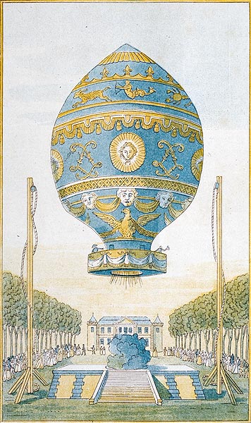 Ascension de Pilâtre de Rozier, gravure reproduite par Norbert Pousseur