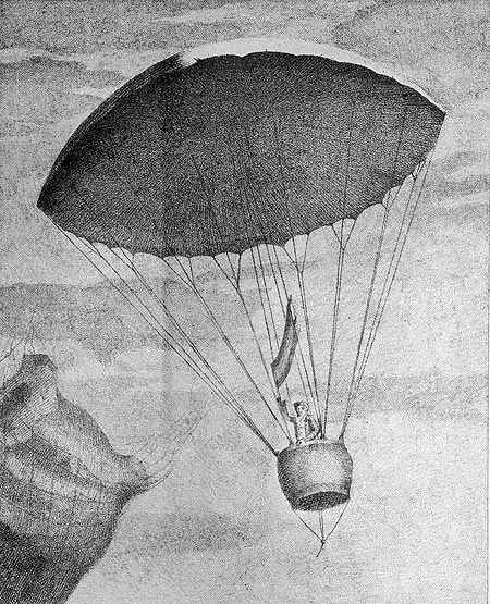 Alarme à Gonesse par la descente du premier ballon, gravure reproduite par Norbert Pousseur