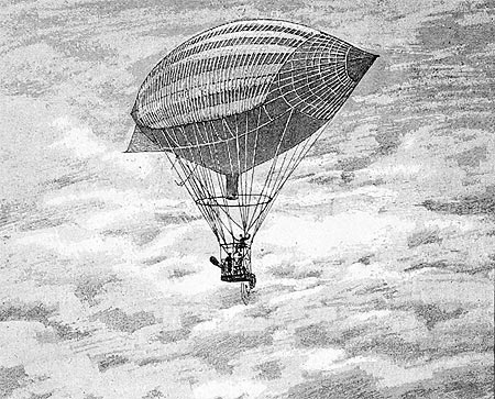 Premier aérostat dirigeable électrique construit par MM. Tissandier frères, reproduction Norbert Pousseur