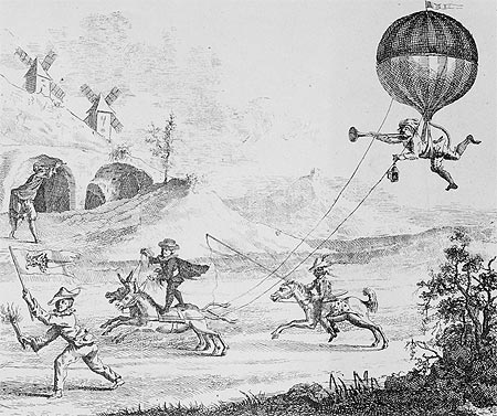 Caricature de l'origine des ballons, reproduction Norbert Pousseur
