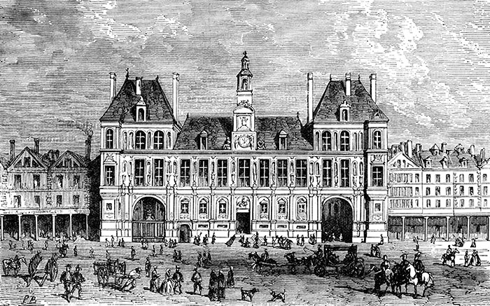L'Hôtel de ville de Paris vers l'an 1600 - reproduction © Norbert Pousseur