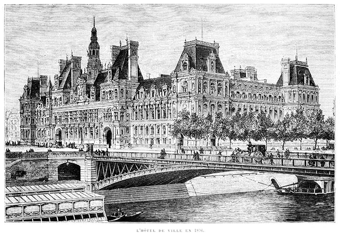 L'Hôtel de Ville de Paris en 1896 - reproduction © Norbert Pousseur