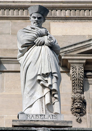 François Rabelais - Sculpture de la cour Napoléon du Louvre - © Norbert Pousseur